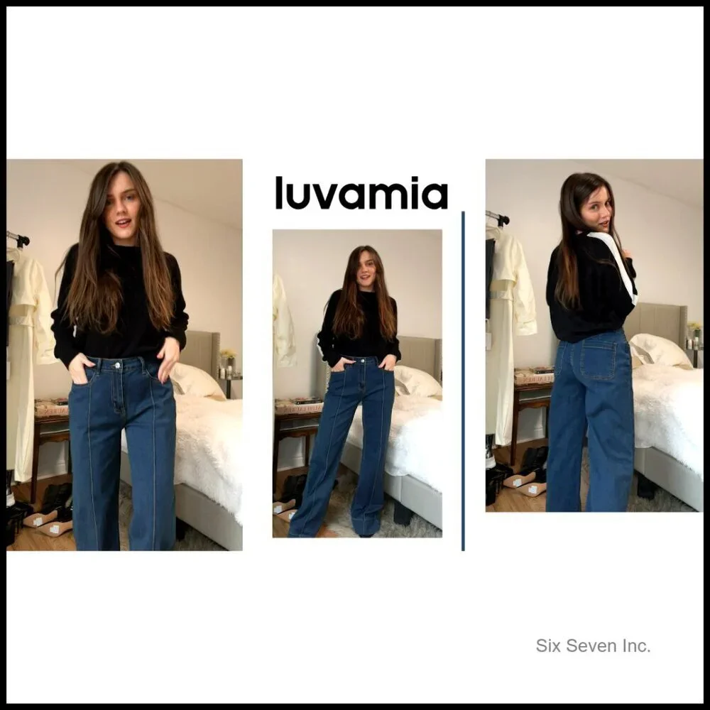 Wide Leg Jeans High Waist Stretchy Denim Pants Straight Leg Baggy Y2K Trendy